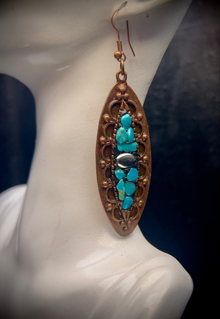 Stunning Handmade Arizona Turquoise Copper Earrings